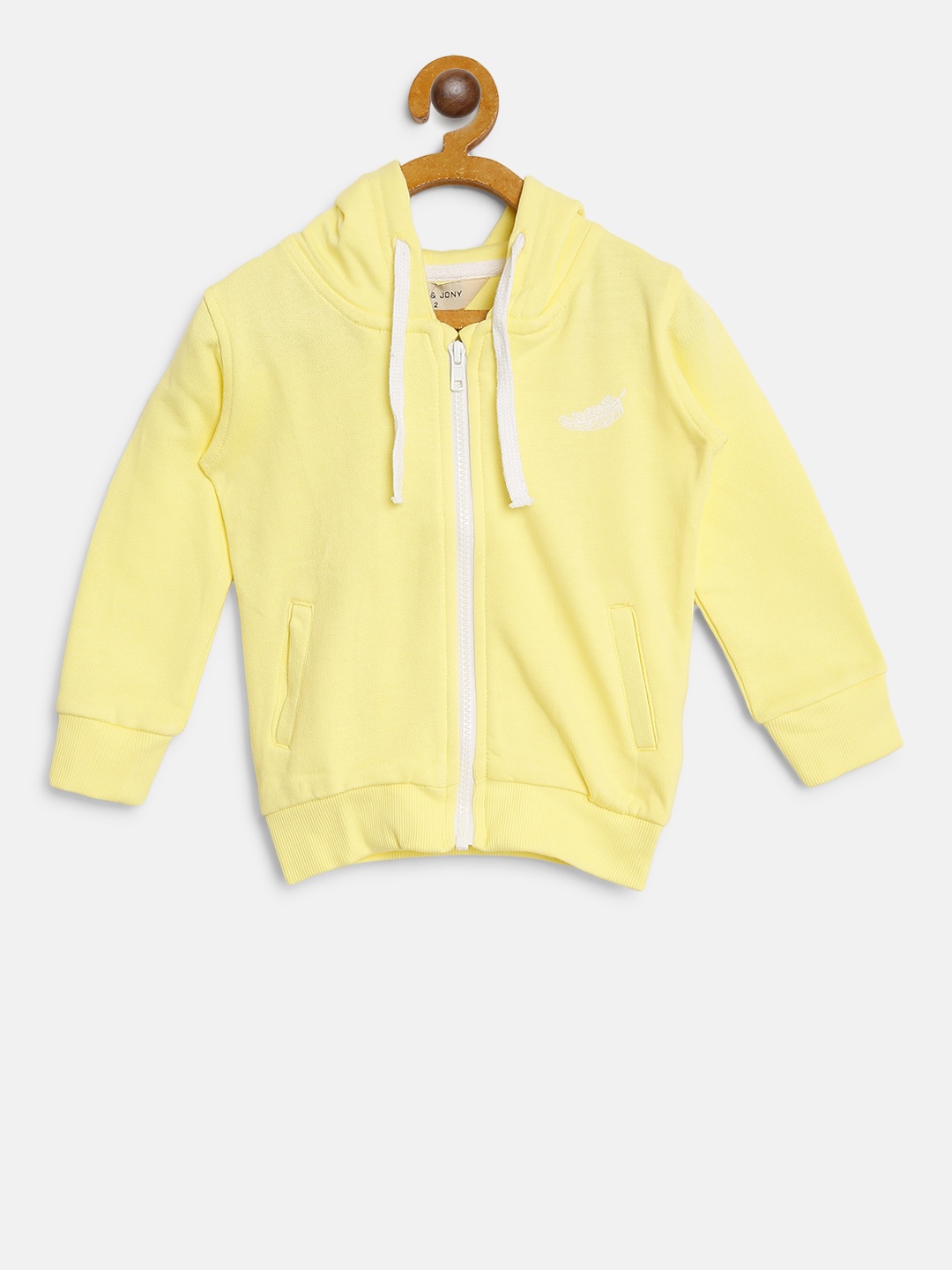 

Gini and Jony Girls Yellow Solid Hooded Sweatshirt