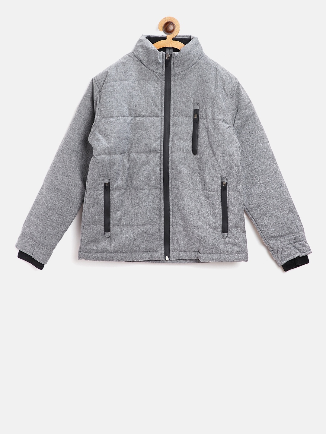 

Gini and Jony Boys Grey Solid Padded Jacket with Detachable Hood