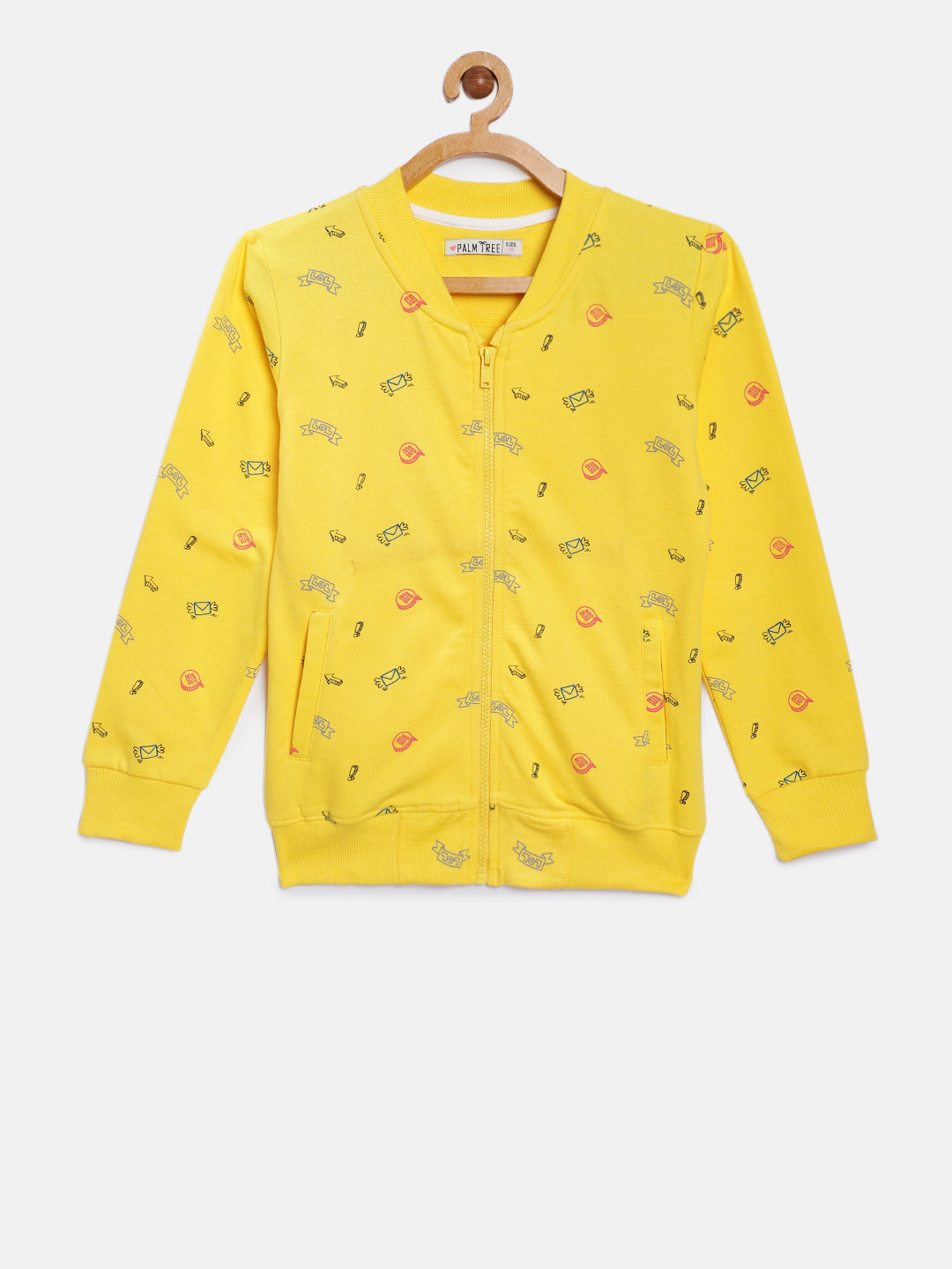 

Gini and Jony Girls Yellow Printed Jacket