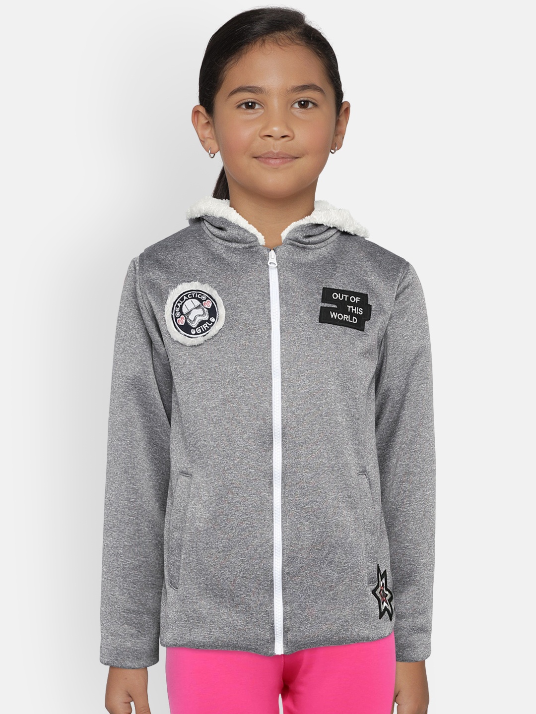 

Gini and Jony Girls Grey Solid Open Front Jacket