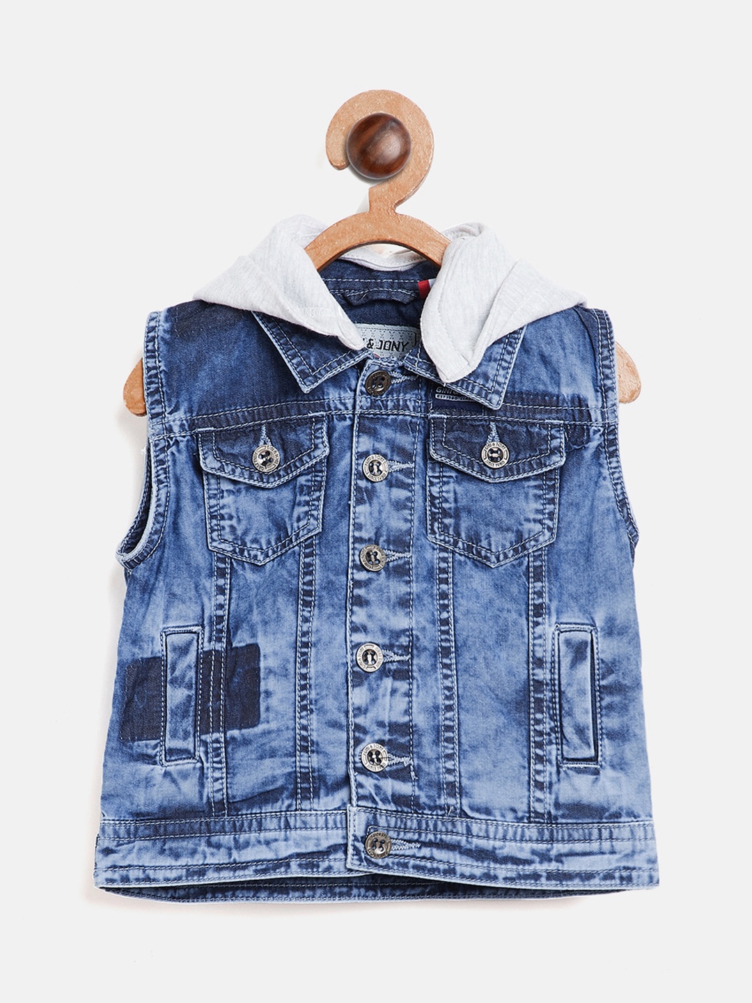 

Gini and Jony Boys Blue Washed Denim Jacket with Detachable Hood