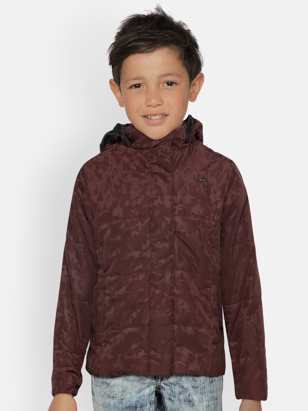 

Gini and Jony Girls Burgundy Printed Puffer Jacket