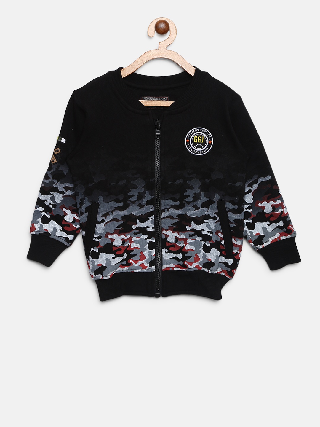 

Gini and Jony Boys Black Camouflage Print Bomber Jacket