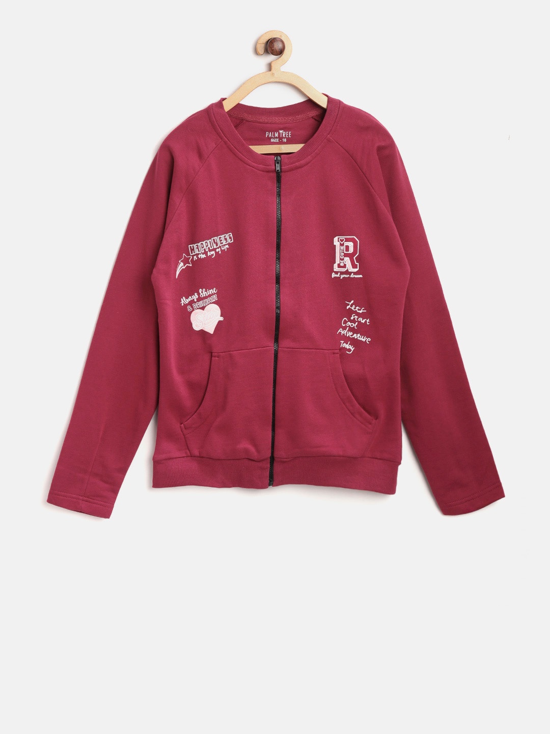 

Gini and Jony Palm Tree Girls Maroon Printed Sweatshirt