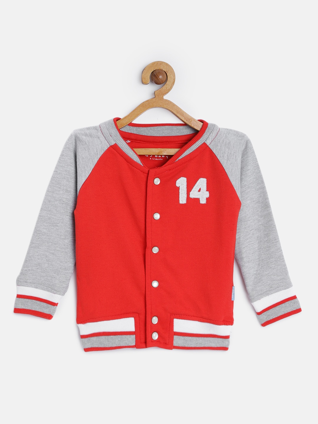 

Gini and Jony Boys Red Solid Varsity Jacket