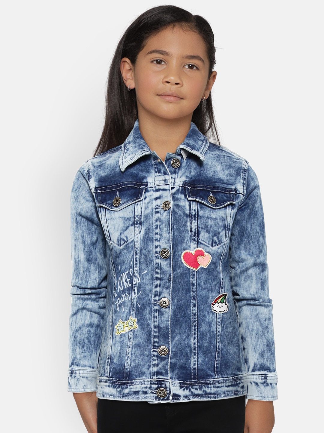 

Gini and Jony Palm Tree Girls Blue Washed Denim Jacket