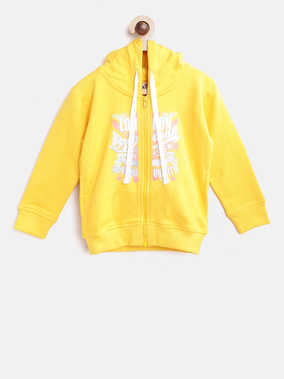 

Gini and Jony Palm Tree Girls Yellow Printed Hooded Sweatshirt