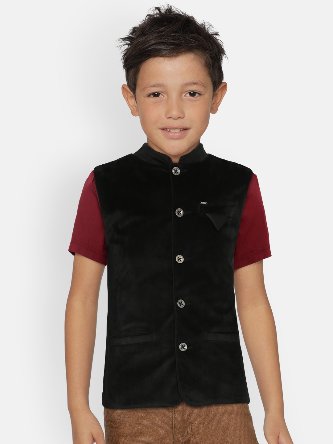

Gini and Jony Boys Black Solid Waistcoat