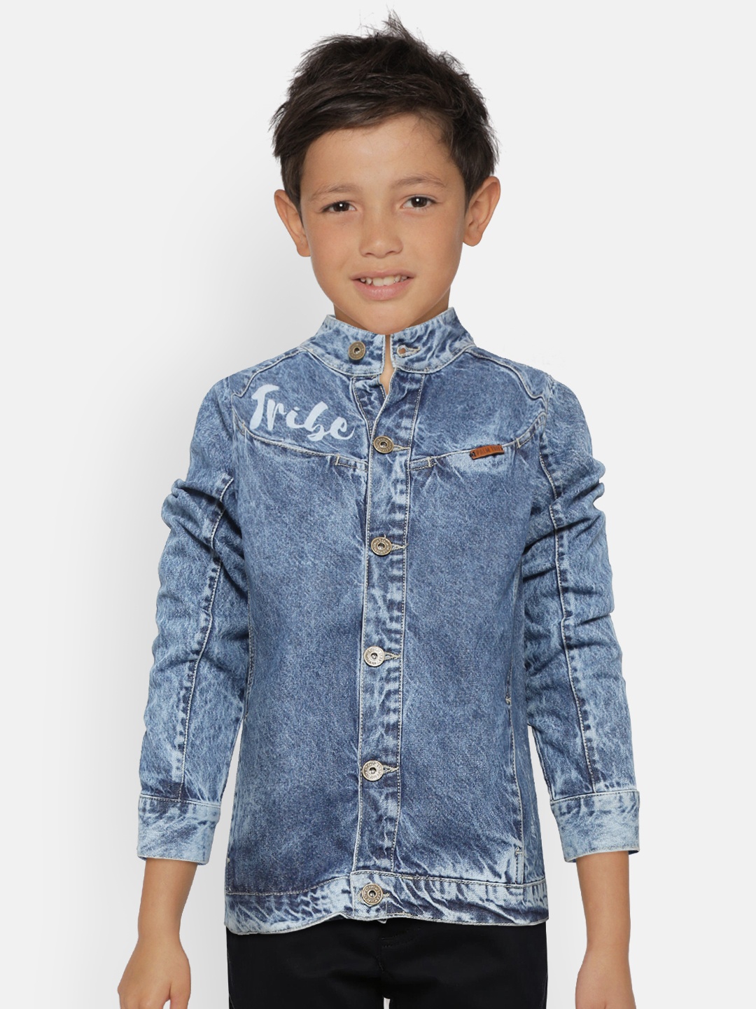 

Gini and Jony Palm Tree Boys Blue Solid Denim Jacket
