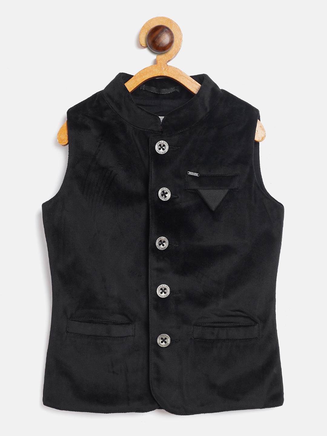 

Gini and Jony Boys Black Velvet Finish Nehru Jacket
