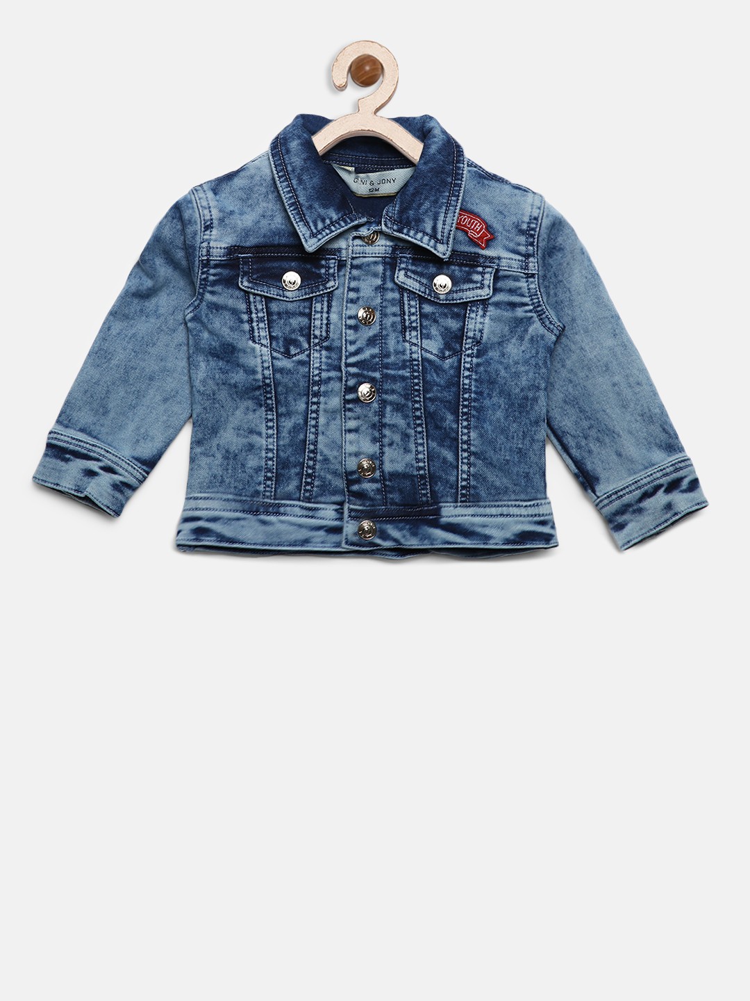 

Gini and Jony Girls Blue Solid Denim Jacket