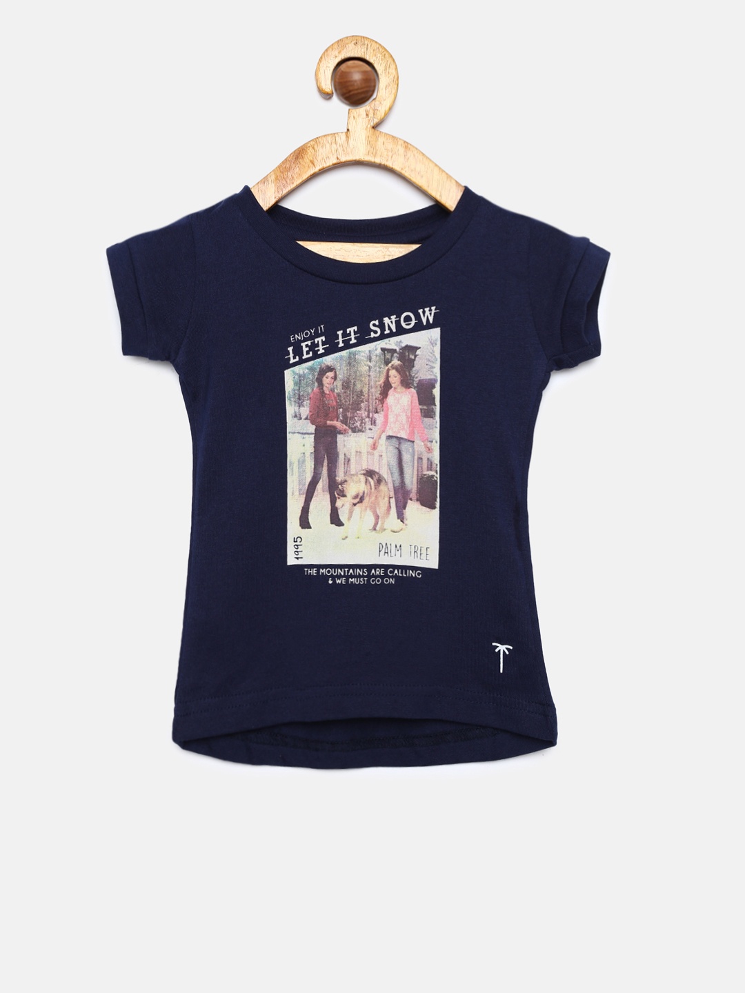 

Palm Tree Girls Navy Blue Printed Round Neck T-shirt