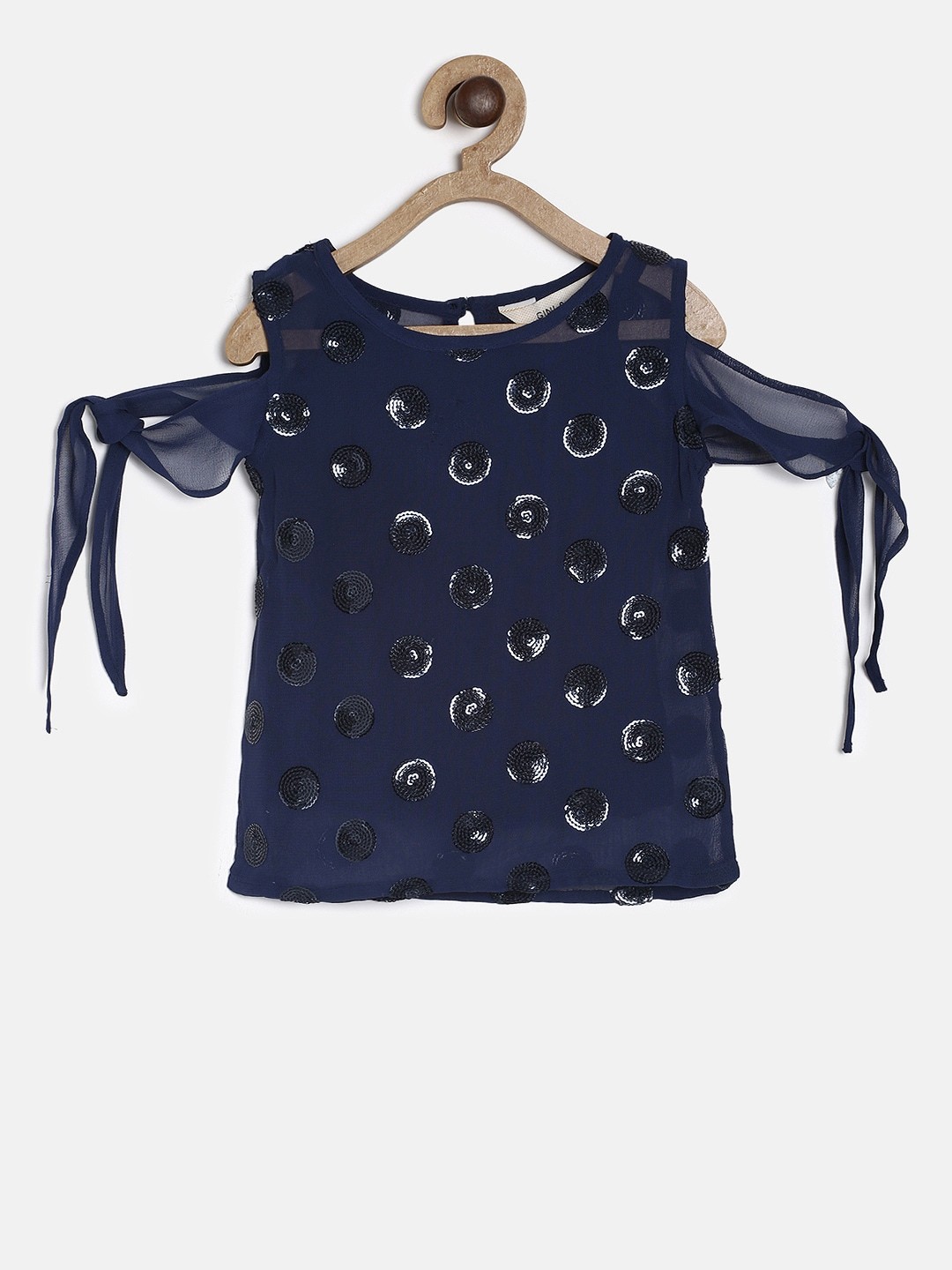 

Gini and Jony Girls Navy Blue Solid Top