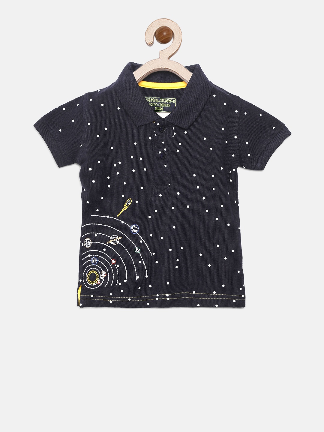 

Gini and Jony Boys Navy Blue Printed Polo Collar T-shirt