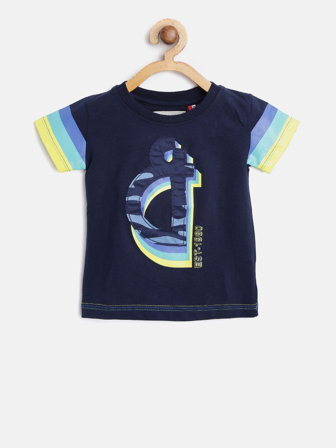 

Gini and Jony Boys Navy Blue Printed Round Neck T-shirt