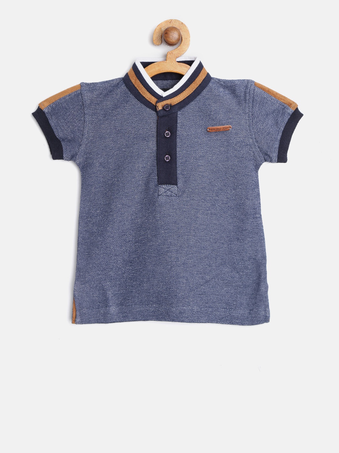 

Gini and Jony Boys Navy Blue Solid Henley Neck T-shirt