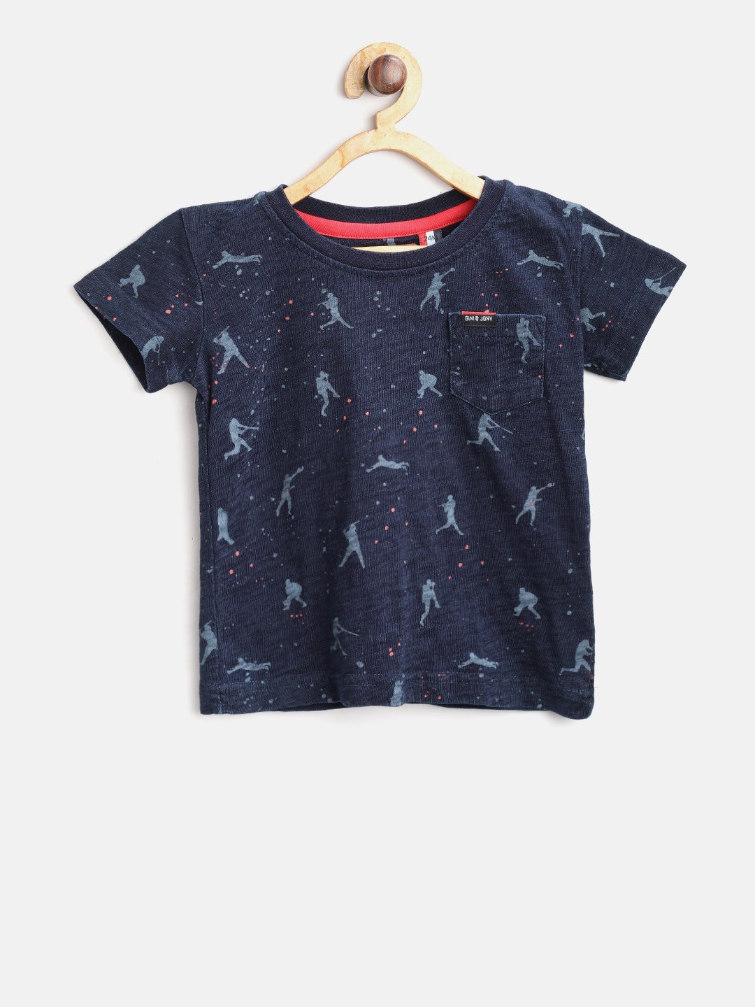 

Gini and Jony Boys Navy Blue Printed Round Neck T-shirt