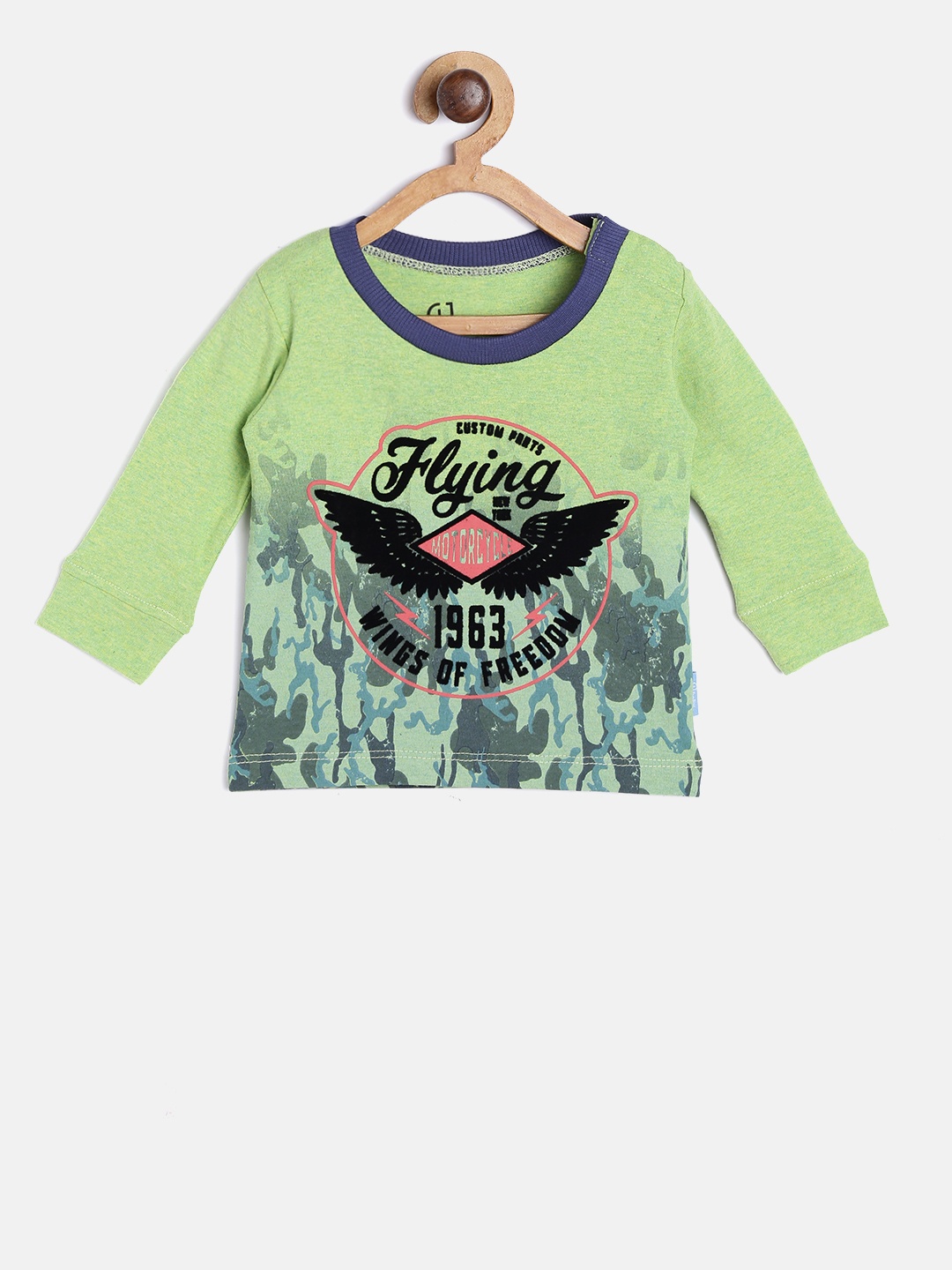 

Gini and Jony Boys Green Printed Round Neck T-shirt