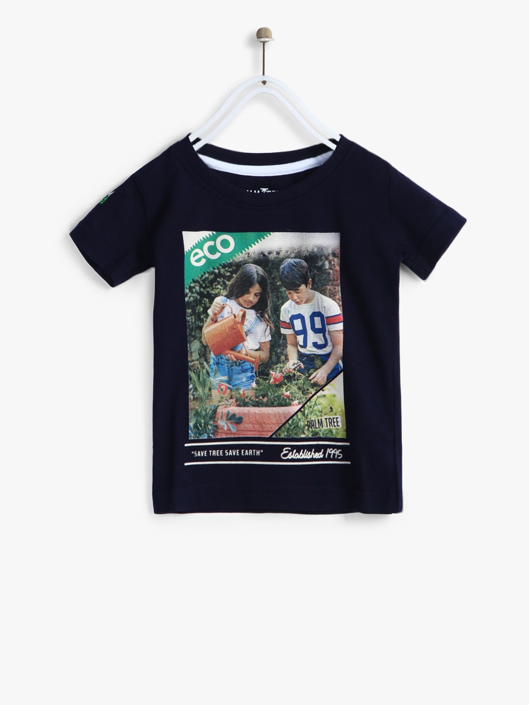 

Palm Tree Boys Navy Printed T-shirt, Navy blue