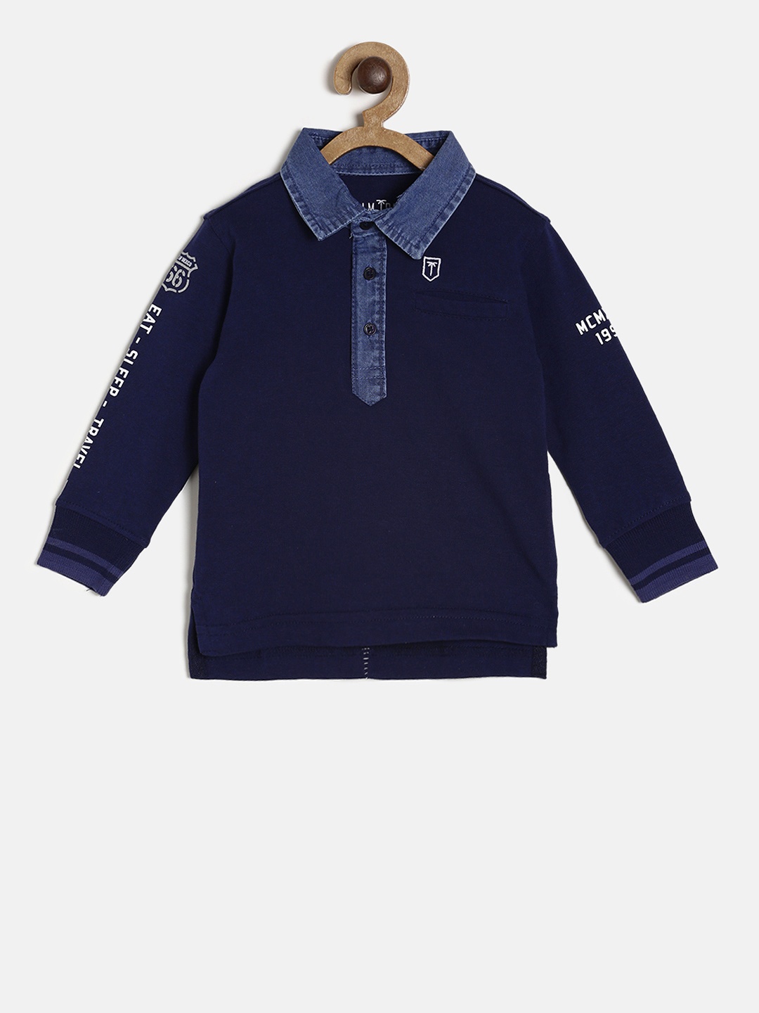 

Palm Tree Boys Navy Blue Solid Polo T-shirt