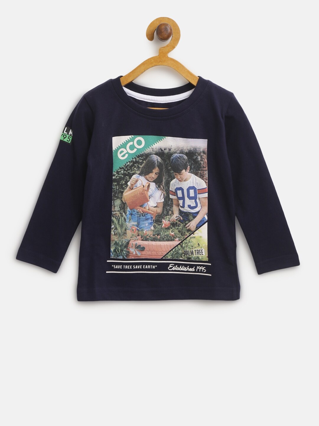 

Palm Tree Boys Navy Blue Printed Round Neck T-shirt
