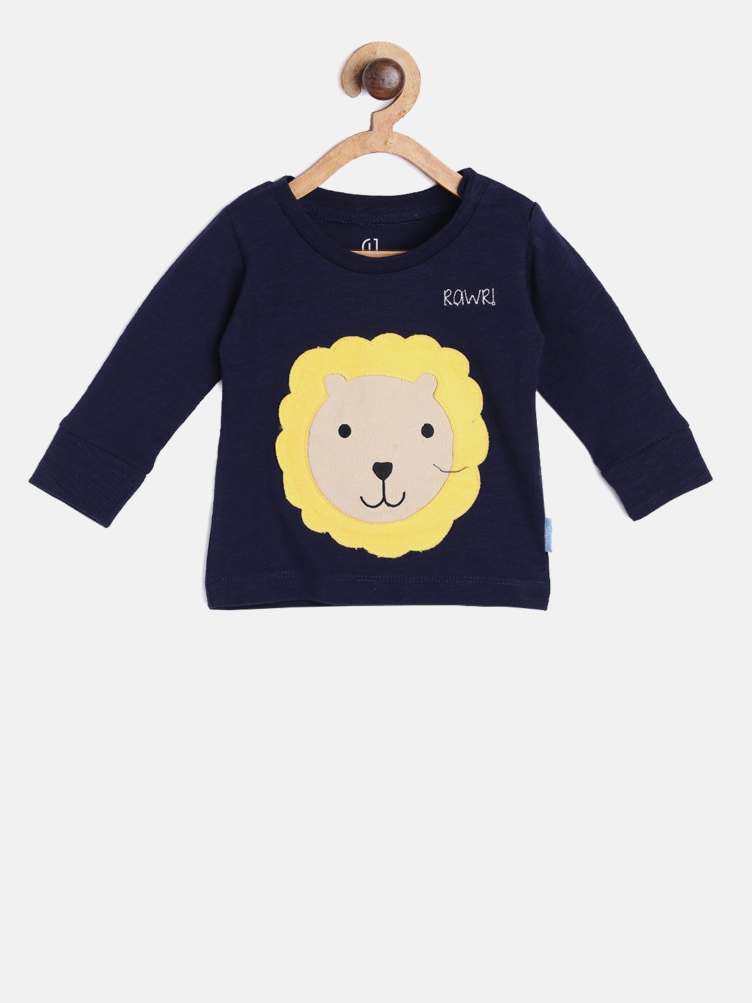 

Gini and Jony Boys Navy Blue & Beige Applique-Detail Round Neck T-shirt