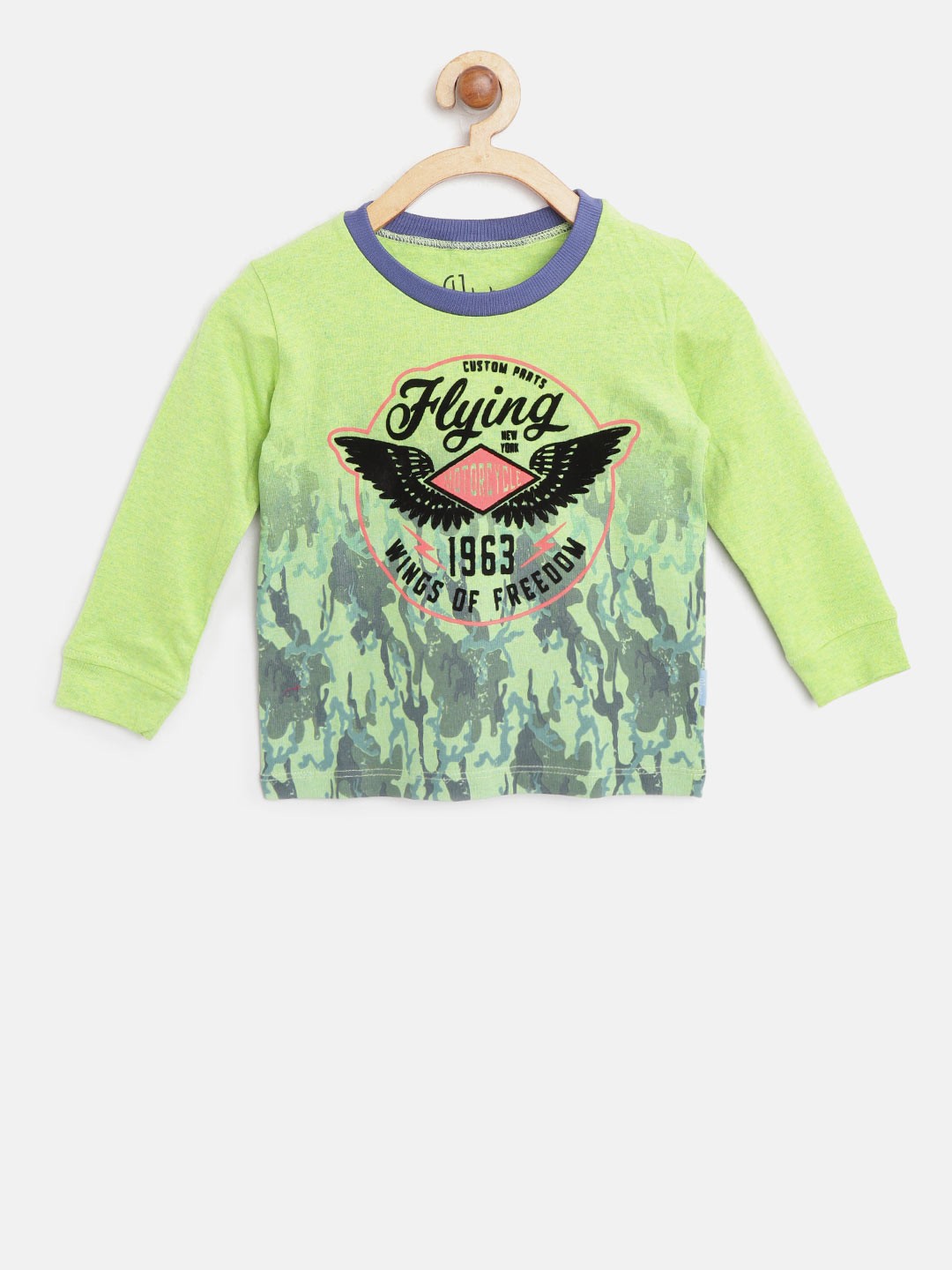 

Gini and Jony Boys Green Printed Round Neck T-shirt