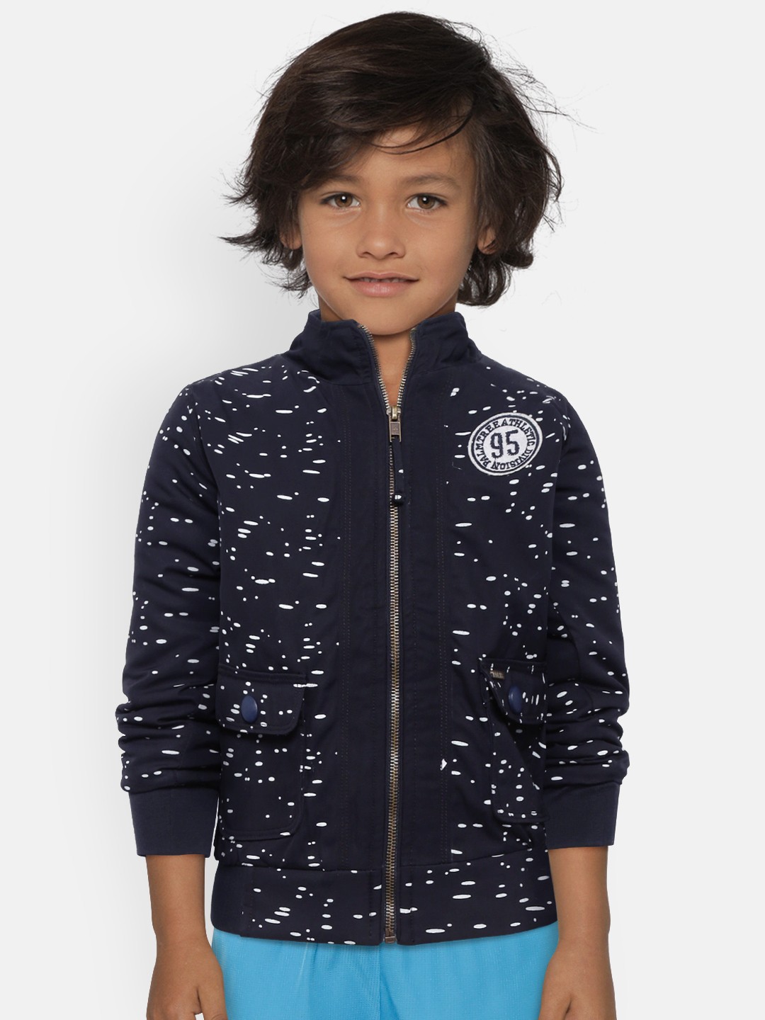

Gini and Jony Palm Tree Boys Navy & White Printed Padded Jacket, Navy blue