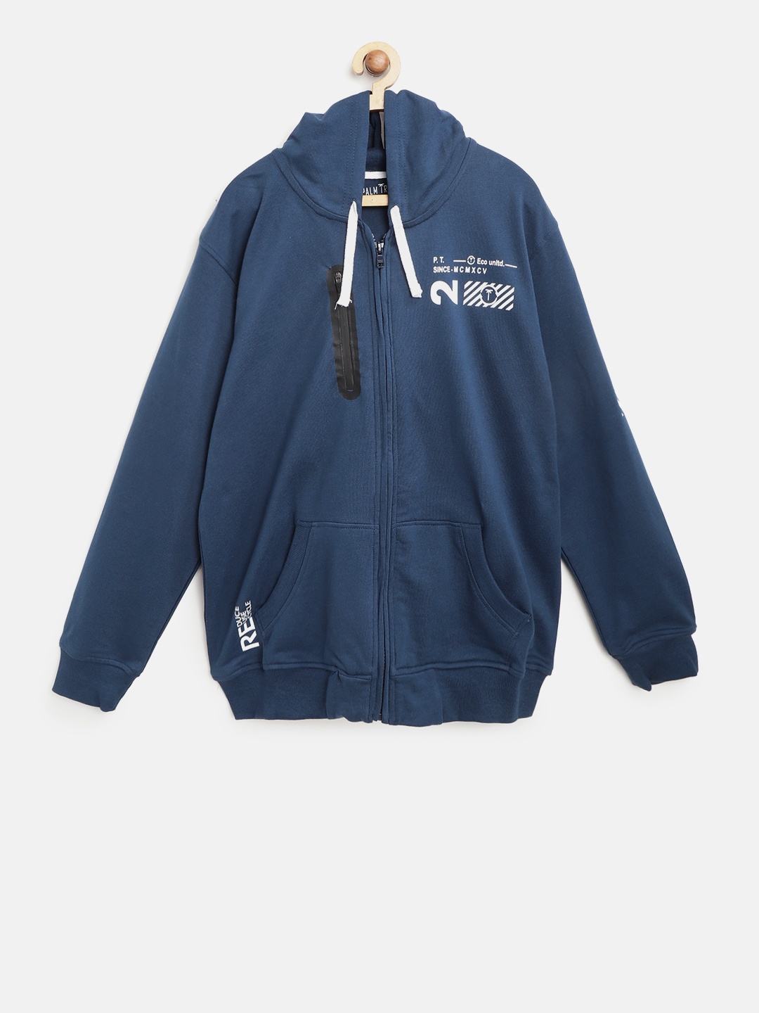 

Gini and Jony Palm Tree Boys Navy Blue Solid Hooded Sweatshirt, Teal