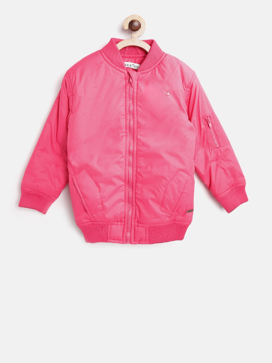 

Gini and Jony Palm Tree Girls Pink Solid Bomber Jacket