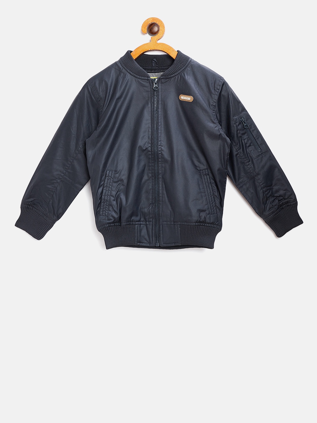 

Gini and Jony Boys Navy Blue Solid Bomber Jacket