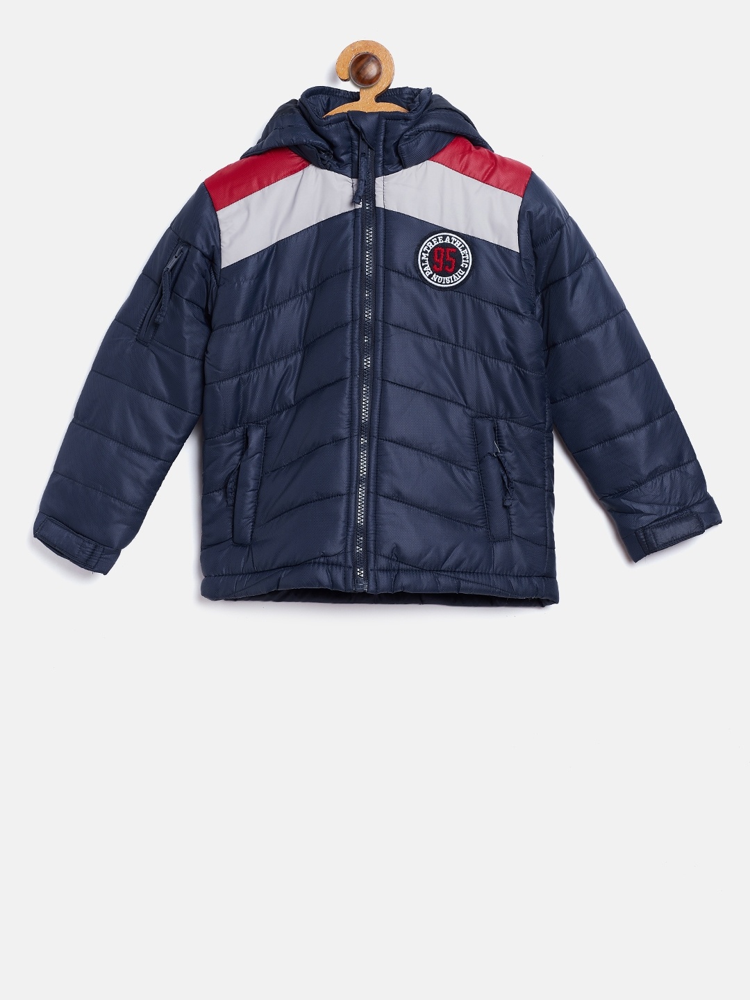 

Gini and Jony Boys Navy Blue Solid Padded Jacket with Detachable Hood