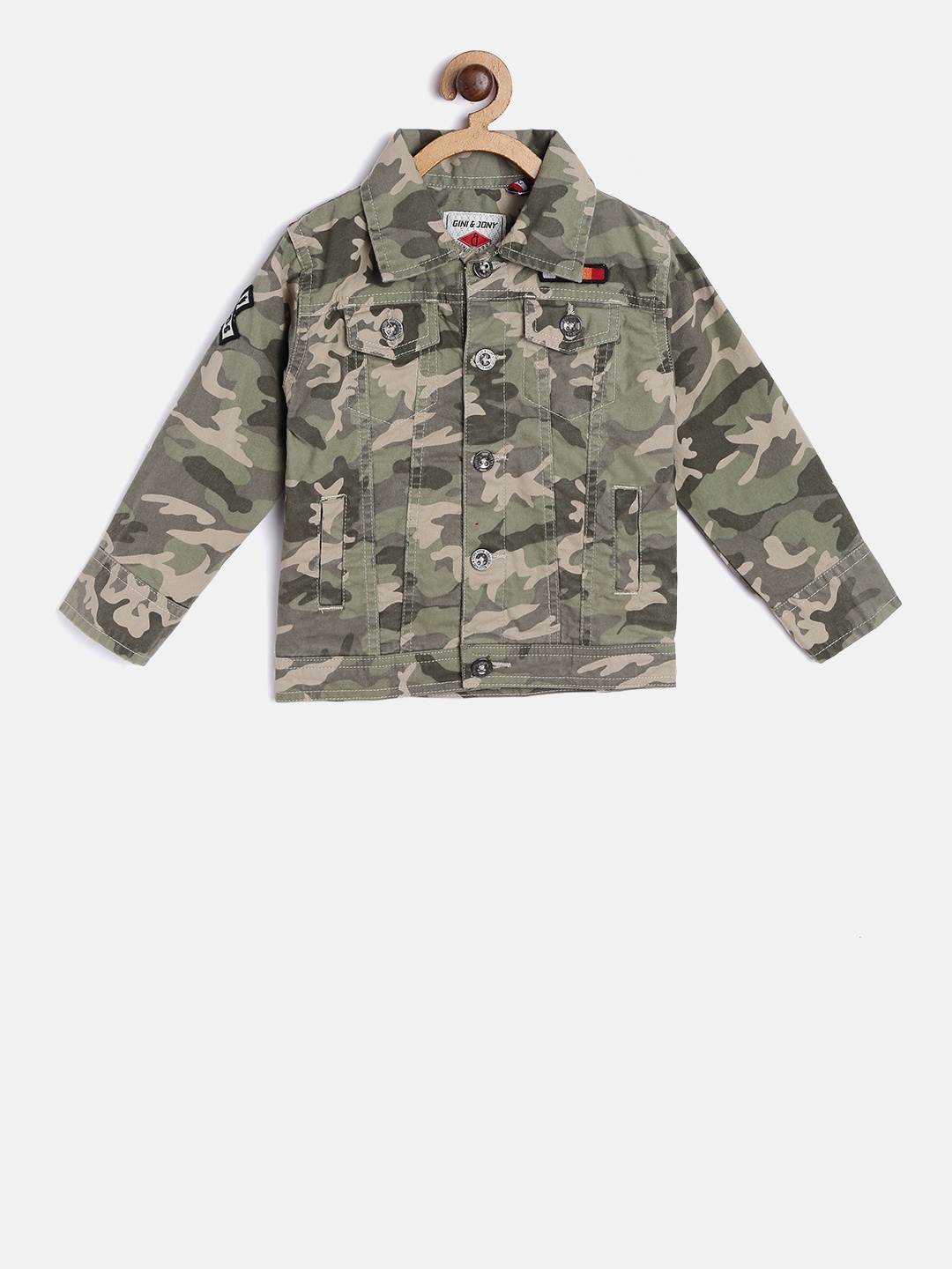 

Gini and Jony Boys Olive Green & Beige Camouflage Print Tailored Jacket