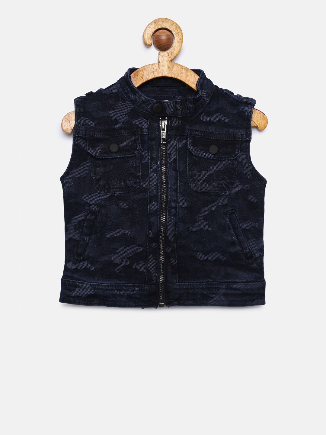 

Gini and Jony Boys Navy Blue Printed Denim Jacket