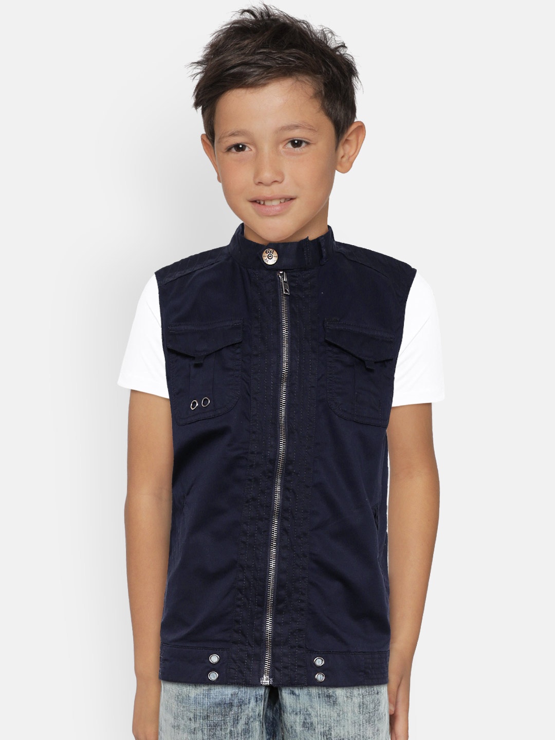 

Gini and Jony Boys Navy Blue Solid Tailored Jacket