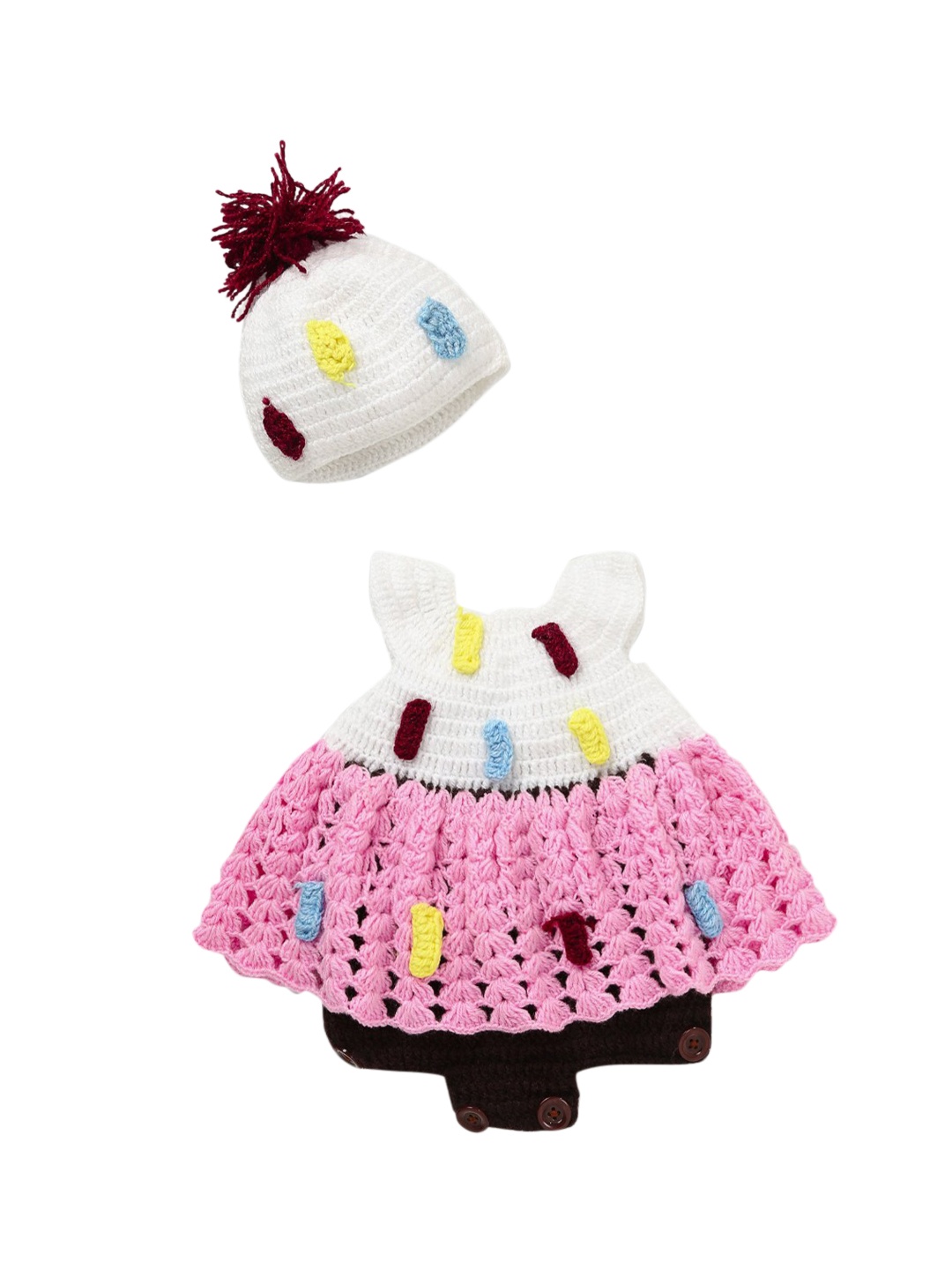

CHUTPUT Girls Multicoloured Knitted Romper, Multi