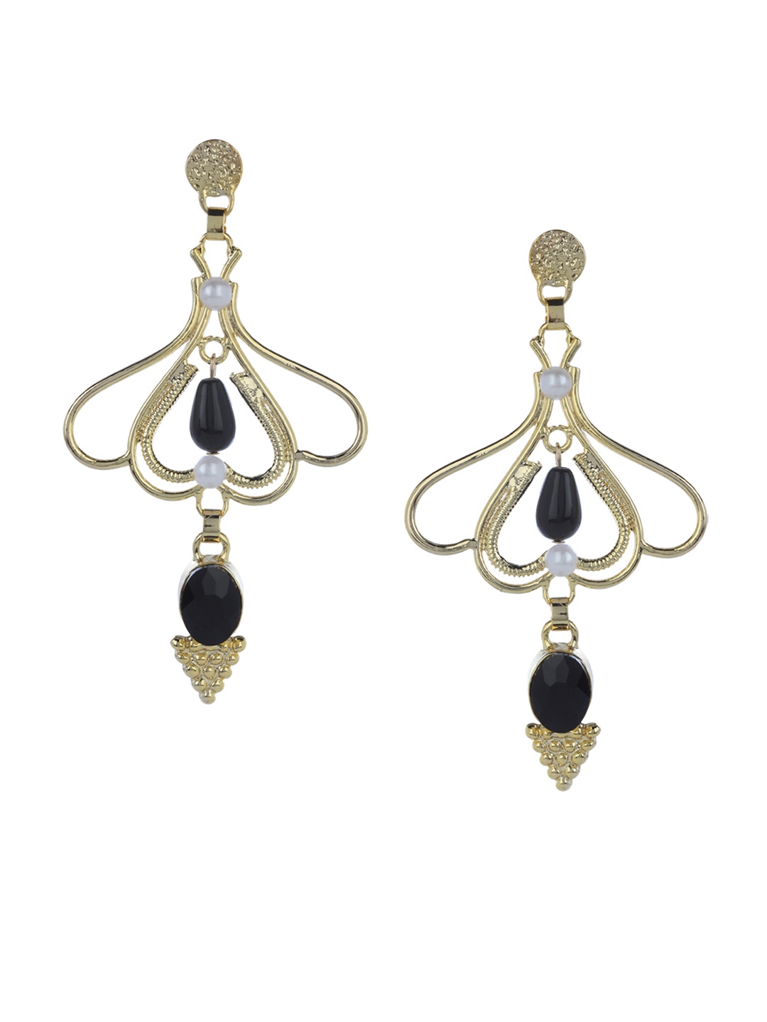

Kazo Black & Gold-Toned Contemporary Drop Earrings