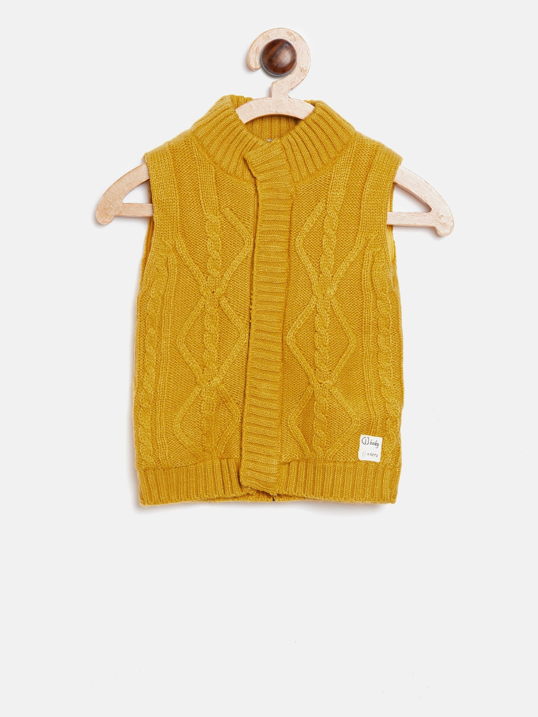 

Gini and Jony Boys Mustard Yellow Cable Knit Self Design Cardigan