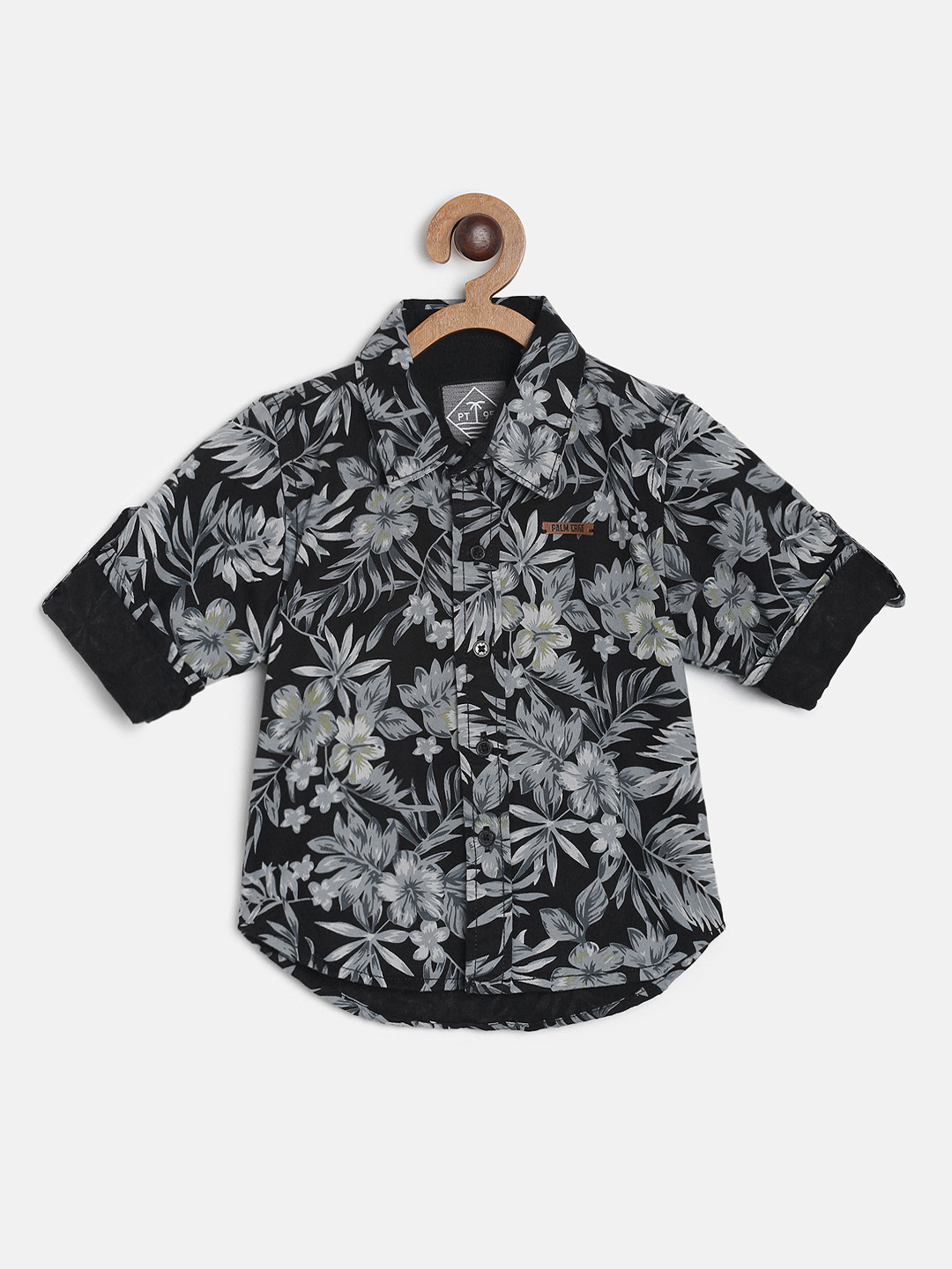 

Palm Tree Boys Black Regular Fit Printed Casual Shirt