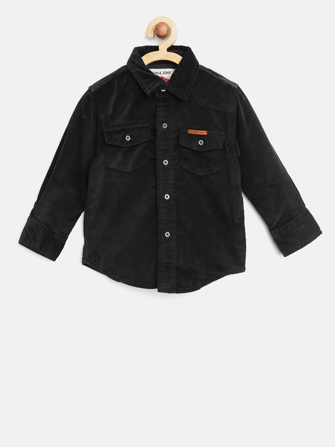 

Gini and Jony Boys Black Regular Fit Solid Corduroy Casual Shirt