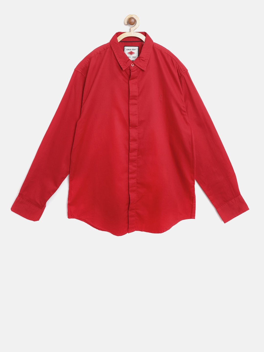 

Gini and Jony Boys Red Regular Fit Solid Casual Shirt