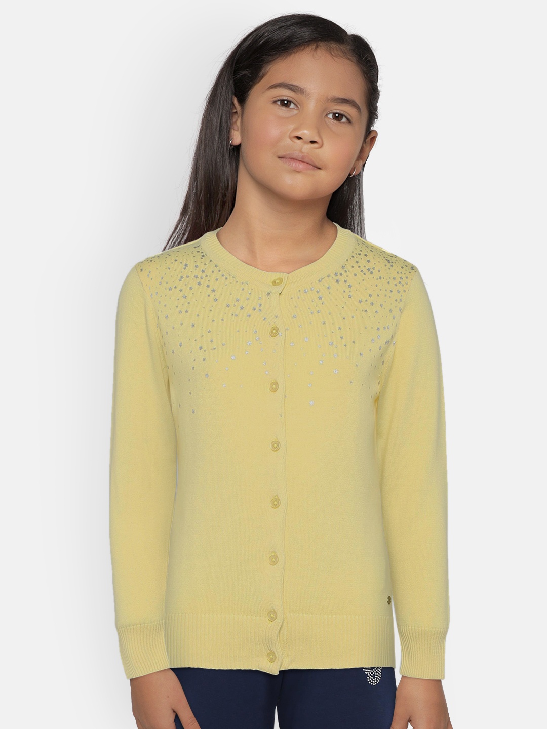 

Palm Tree Girls Yellow Printed Cardigan