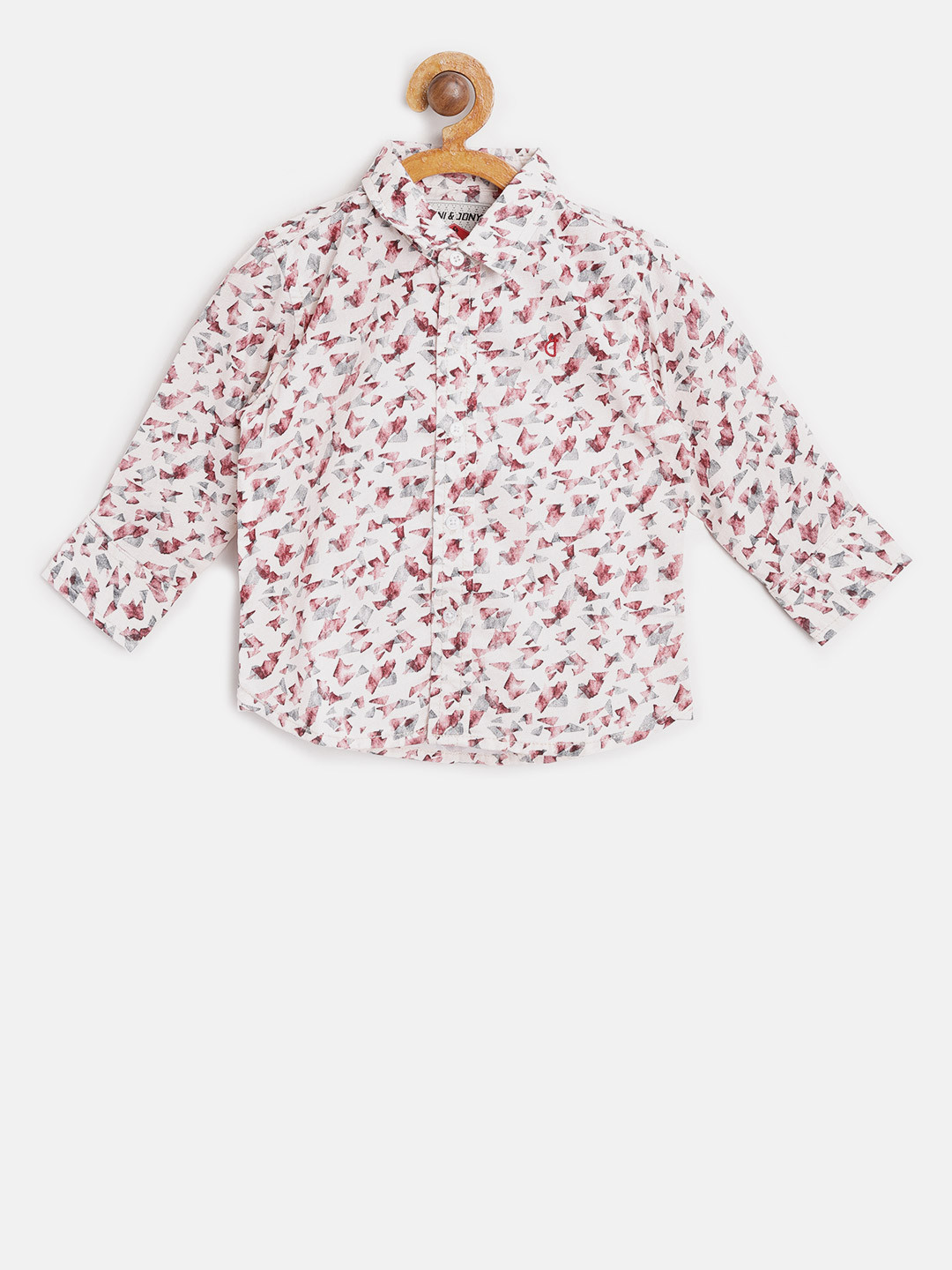

Gini and Jony Boys Peach-Coloured & Maroon Regular Fit Printed Casual Shirt