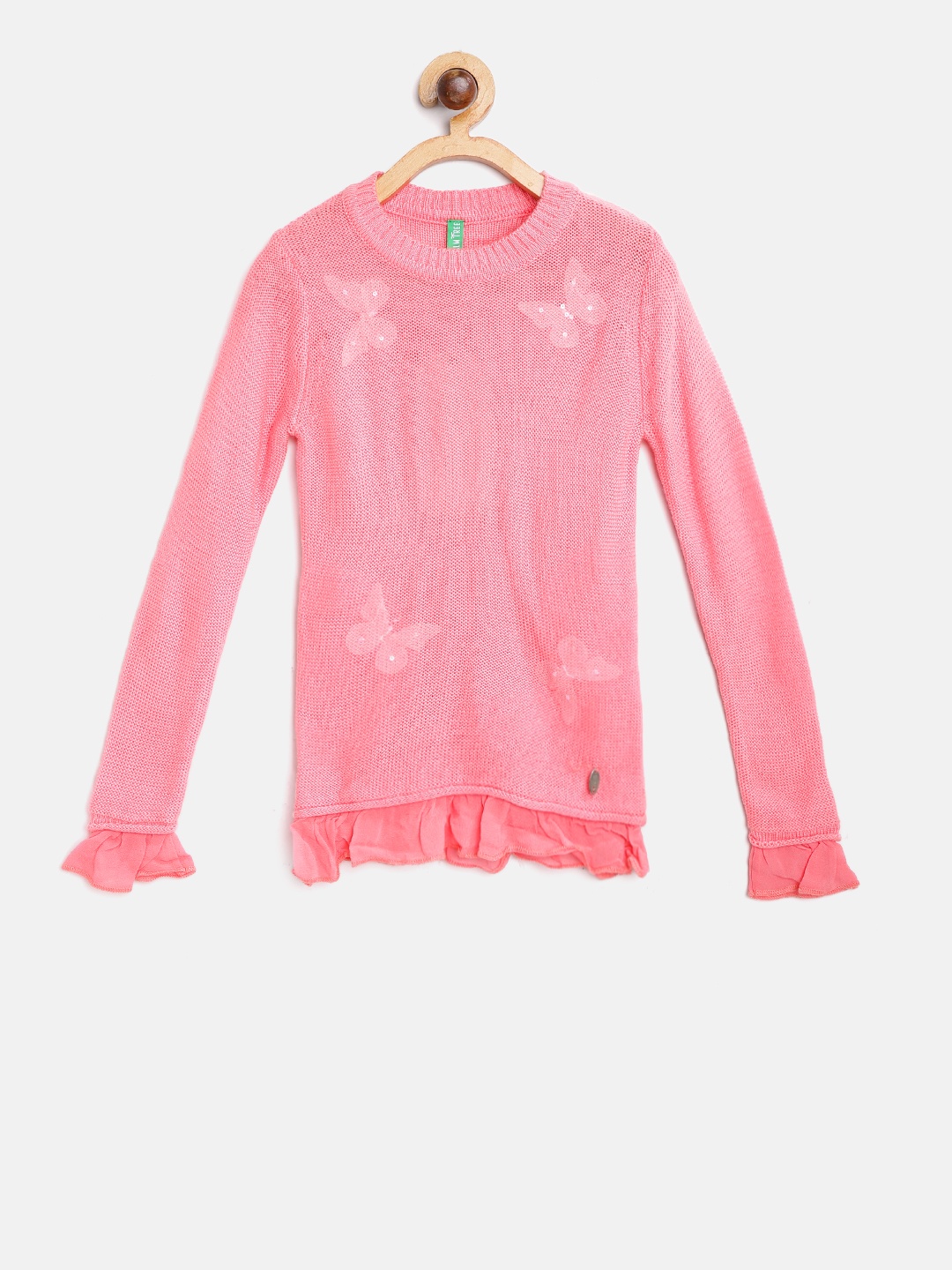 

Palm Tree Girls Pink Solid Sweater