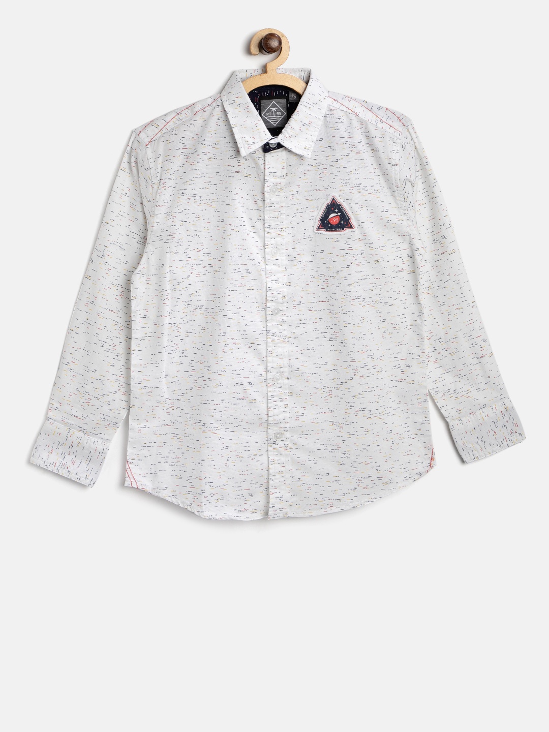 

Palm Tree Boys White & Navy Blue Regular Fit Printed Casual Shirt