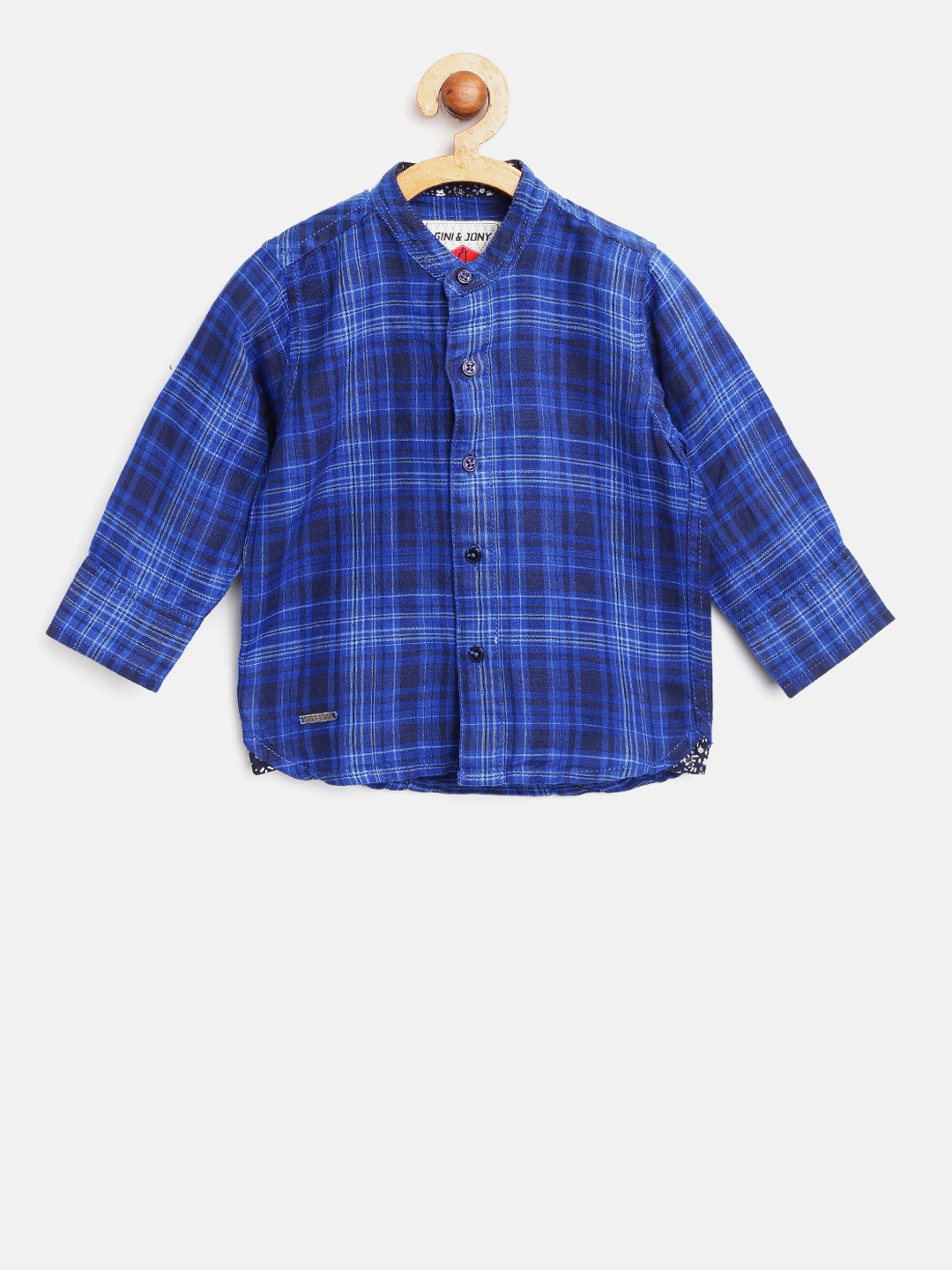 

Gini and Jony Boys Blue Regular Fit Checked Casual Shirt