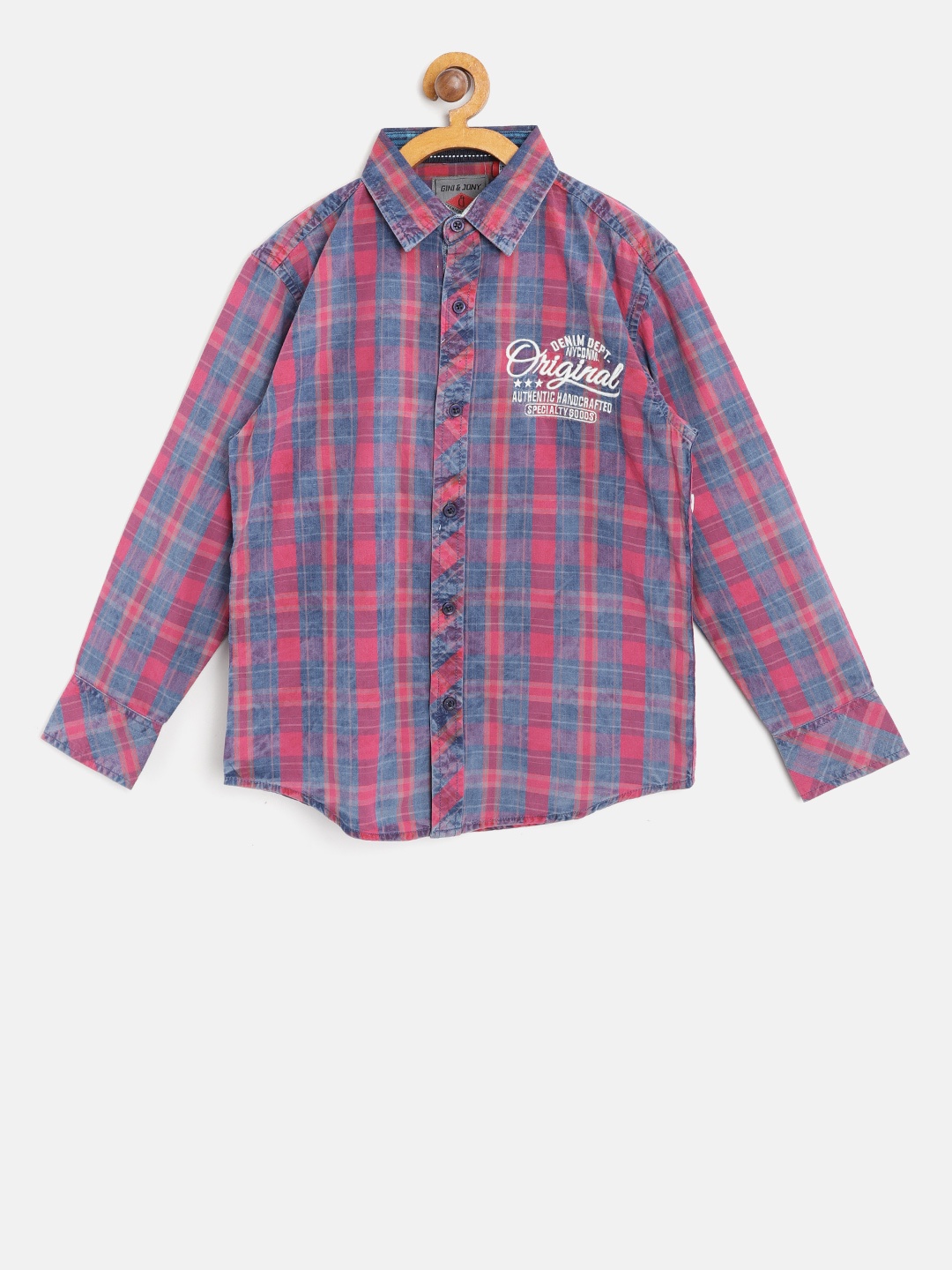 

Gini and Jony Boys Blue & Pink Regular Fit Checked Casual Shirt