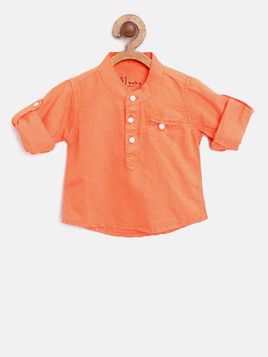 

Gini and Jony Boys Orange Regular Fit Solid Casual Shirt