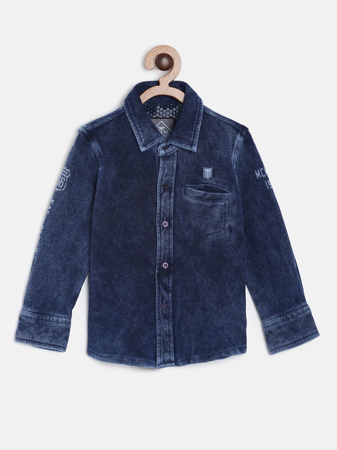 

Palm Tree Boys Blue Regular Fit Self Design Casual Shirt