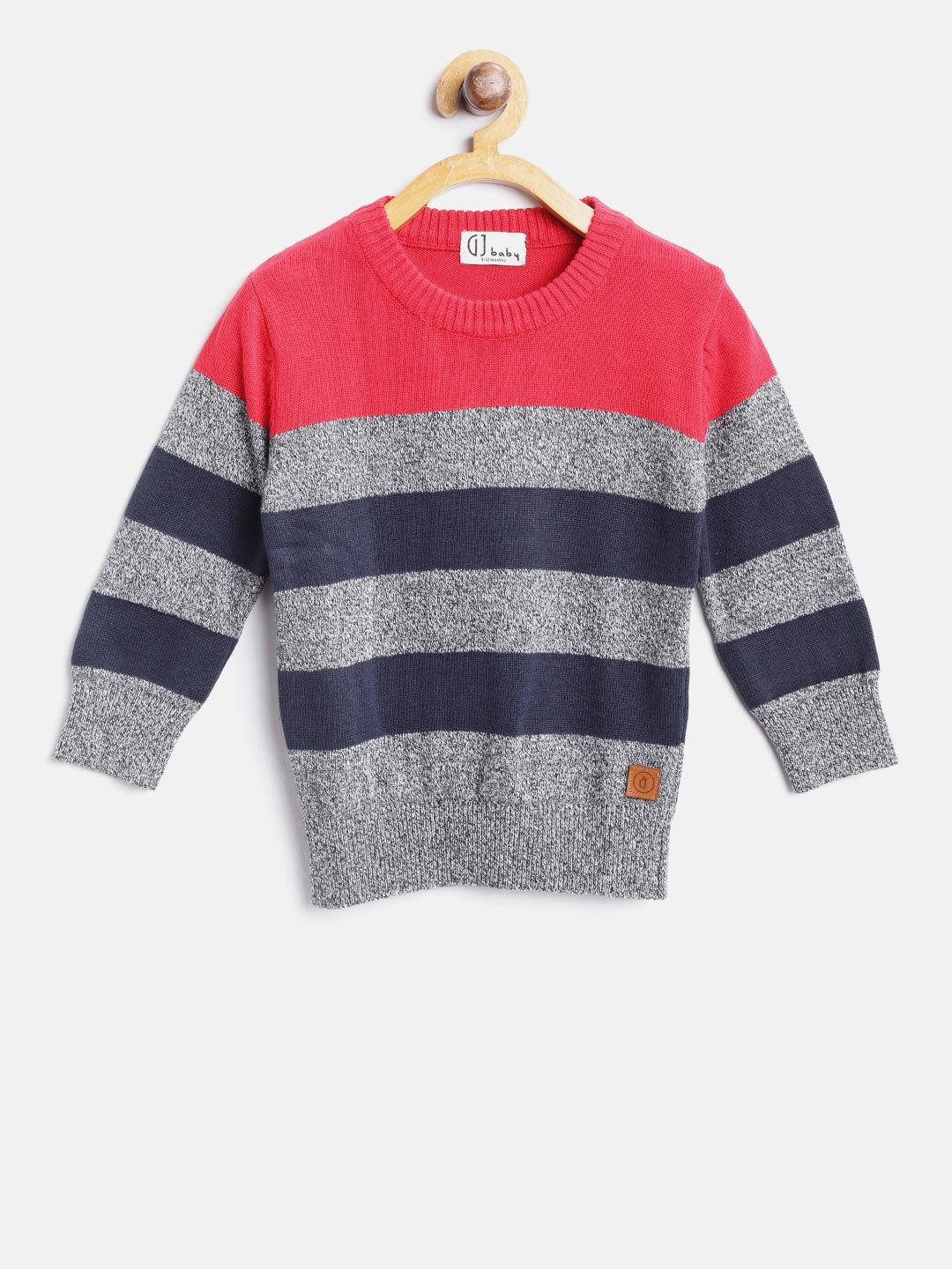 

Gini and Jony Boys Navy Blue & Grey Melange Striped Pullover